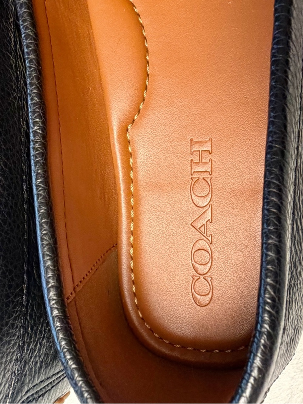 Coach Black Pebbled Leather Driver Loafers Horse & Carriage Logo Women’s 7.5B - Picture 11 of 13